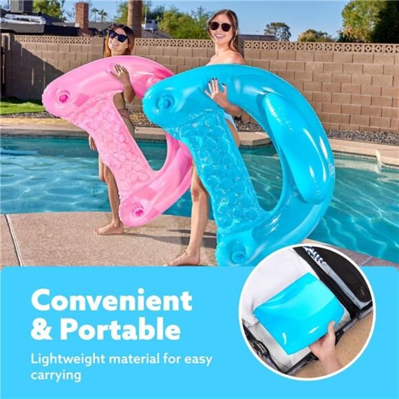 Inflatable Pool Floats Adult,2 Pack Pool Chairs with Cup Holders - Picture 5 of 8